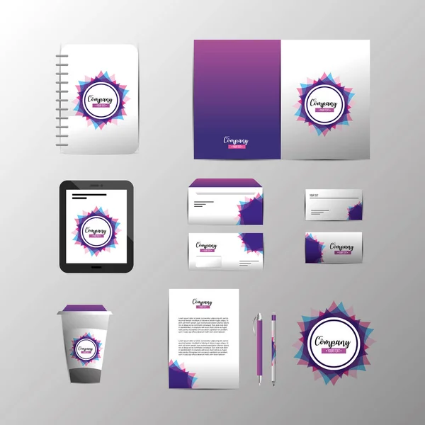 set business company stationary template with documents vector illustration