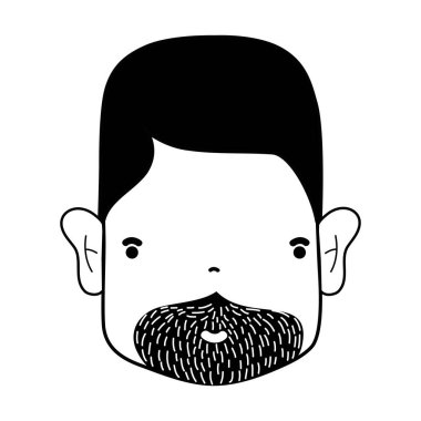 kontur adam yüz saç ve sakal vektör çizim ile