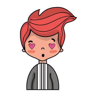 şık takım elbise ve kalp gözleri vektör illusration güzel çocuk