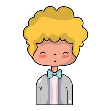 şık takım elbise ve saç tasarım vektör illusration güzel çocuk