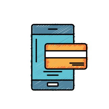 Smartphone teknoloji elektronik kredi kartı vektör çizim ile