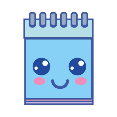 Kawaii şirin mutlu defter araç vektör çizim