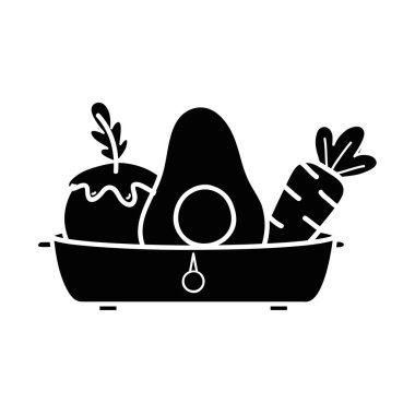 pot, vektör çizim içinde kontur taze ve lezzetli sebze