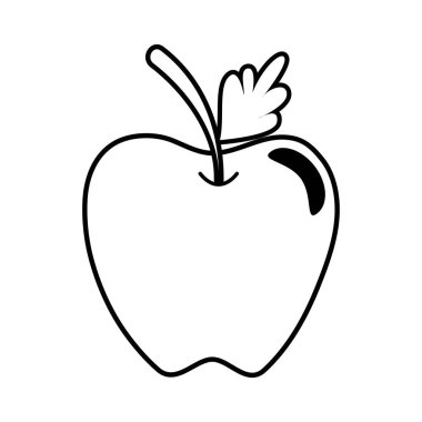 satır lezzetli elma meyve yaprak, vektör çizim tasarım