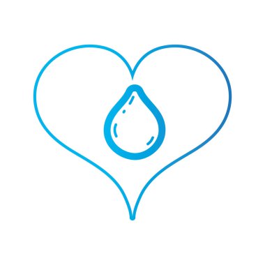 su ile satır kalp içinde damla ve simge vektör çizim seviyorum