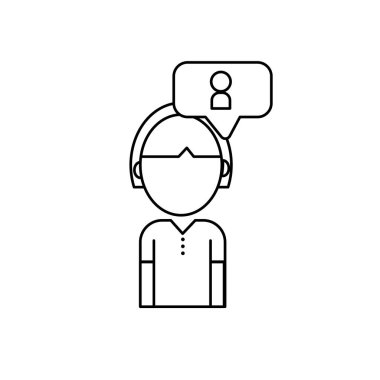 çizgi sosyal kadın sohbet kabarcık simge vektör çizim ile