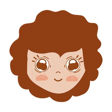 güzel kız yüz saç modeli ve ifade, vektör çizim ile