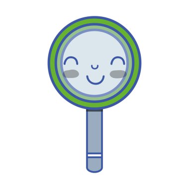 Kawaii şirin mutlu Büyüteç vektör çizim