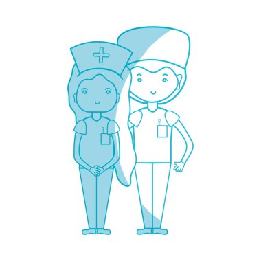 siluet doktor ve hemşire insanlar vektör çizim yardımcı olmak için