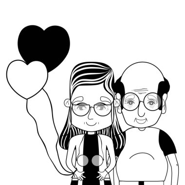 gözlük ve saç modeli ile kontur coupe yaşlılar illüstrasyon vektör