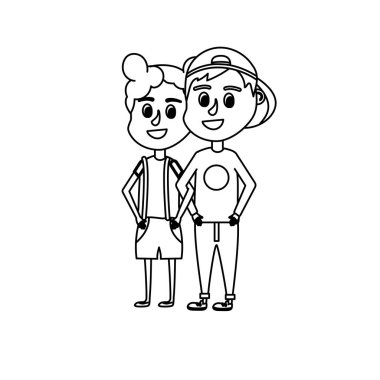 çizgi çocuk saç tasarım ve rahat kıyafetler ile birlikte illüstrasyon vektör