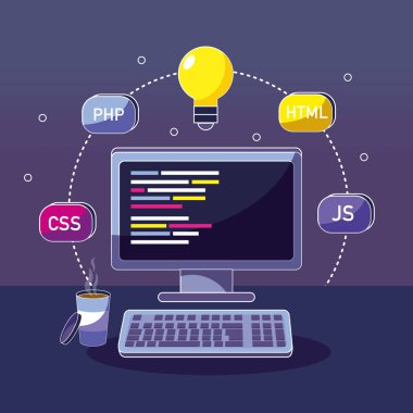 Vektör çizim grafik tasarım programı ile bilgisayar kodlama ve kodları