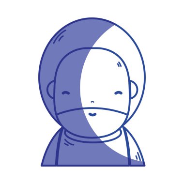 siluet sevimli adam sakal ve saç modeli avatar kawaii vektör çizim