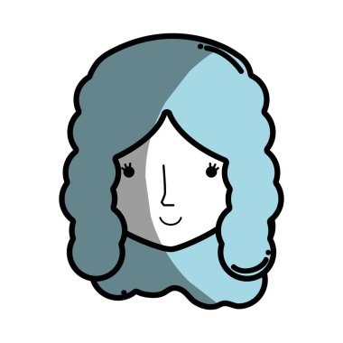 mutlu bir kadın baş ve güzel yüzü, vektör çizim