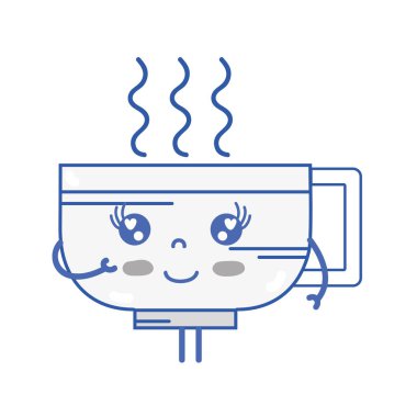 Kawaii şirin mutlu kahve fincanı vektör çizim