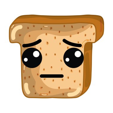 Kawaii şirin üzgün doğranmış ekmek, vektör çizim tasarım