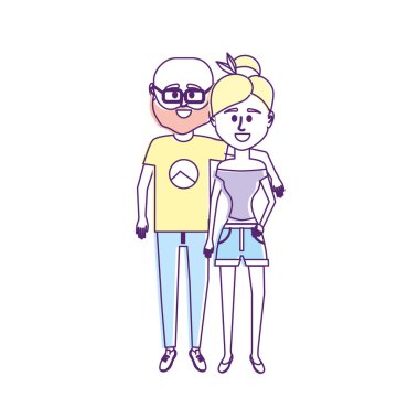 Çift clouthes tasarım vektör çizim simgesi ile birlikte