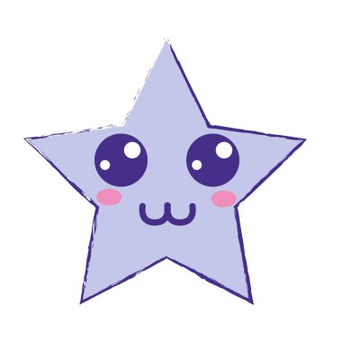 Kawaii şirin mutlu yıldız parlak vektör çizim