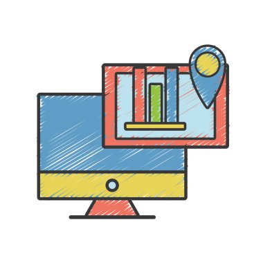 bilgisayar şirket belge ve istatistik diyagramı vektör çizim ile,