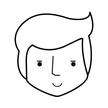 mutlu bir adam kafa ve güzel yüzü, vektör çizim çizgisi