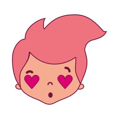 iyi adam kafa saç modeli ve kalp gözleri vektör çizim ile