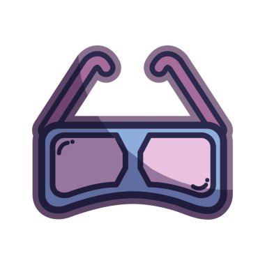 Film sinemada, vektör çizim görmek için 3d gözlük