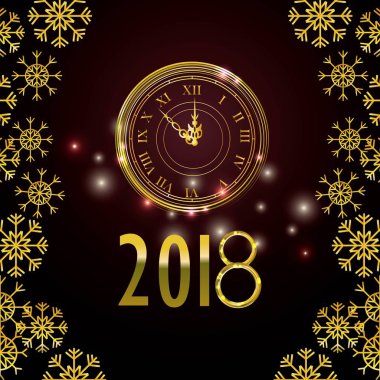 Mutlu yeni yıl ve kutlama tema vektör çizim saatinde