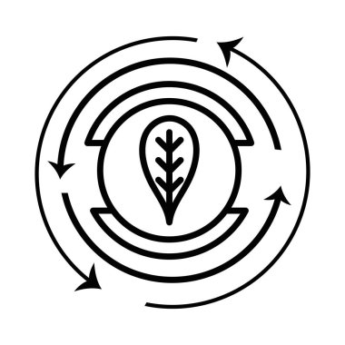 ekoloji bakım vektör çizim yaprak sembole çizgi amblemi