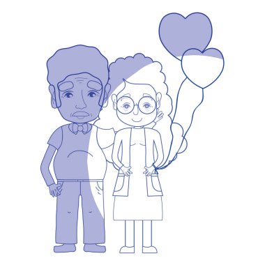 siluet eski coupe insanlar gözlük ve saç modeli ile illüstrasyon vektör