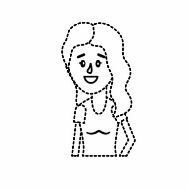noktalı şekli kadın saç modeli ve bluz tasarım vektör çizim ile