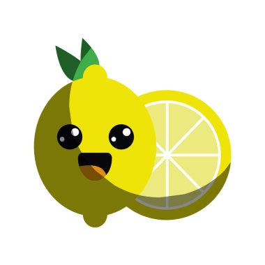 Kawaii güzel mutlu limon simgesi, vektör çizim