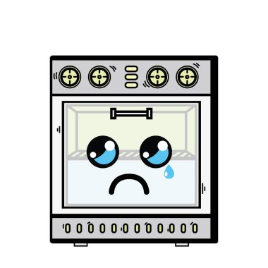 Kawaii şirin ağlayan fırın teknoloji vektör çizim