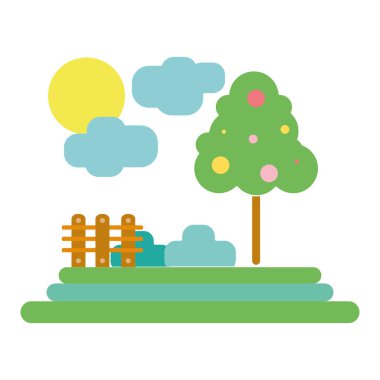 ağaç ve kılavuz yün vektör çizim ile yağmur counds