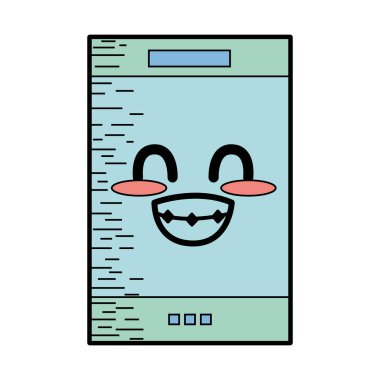 Kawaii şirin ihale smartphone teknoloji vektör çizim