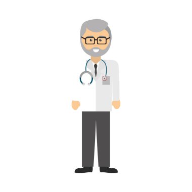 profesyonel doktor uzman ile gözlük ve stetoskop, vektör çizim tasarım