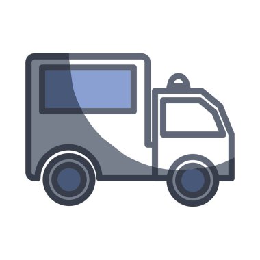 paket dağıtım hizmetleri kamyonda kontur, illüstrasyon tasarım vektör