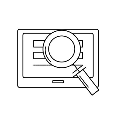 satır ekran teknolojisi bilgi ve Büyüteç Camı vektör çizim ile