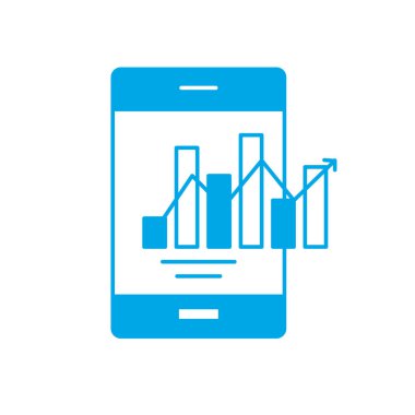 siluet smartphone teknoloji istatistikleri diyagramı vektör çizim bar ile