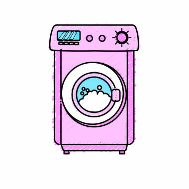 Elbiseleri temizlemek için çamaşır makinesi nesne vektör çizim