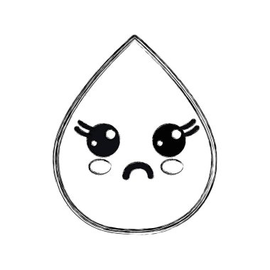 siluet kawaii güzel sürpriz damla su, vektör çizim tasarım
