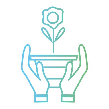 satır çiçek yaprakları ve plantpot eller vektör çizim içinde yaprak ile