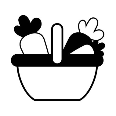 kontur süpermarket sepet havuç sebze beslenme vektör çizim ile