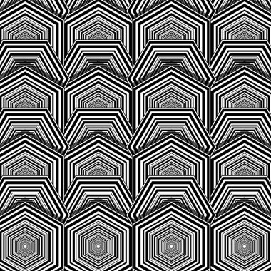 siyah ve beyaz altıgen geometrik desen arka plan, vektör çizim