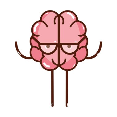 simge çok güzel kawaii beyin gözlüklü, vektör çizim