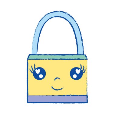 Kawaii şirin mutlu asma kilit güvenlik vektör çizim