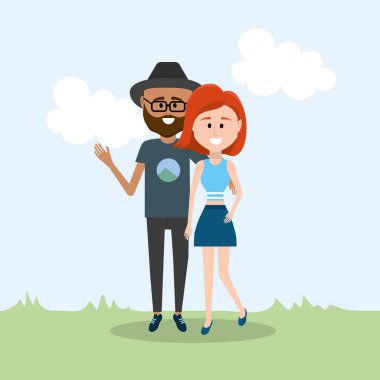 Güzellik çift birlikte ve romantik bir ilişki vektör çizim