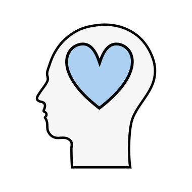 satır siluet kafa kalp içinde vektör çizim ile