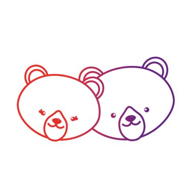 satır sevimli ayı hayvan çift birlikte vektör çizim kafa