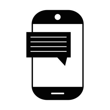 kontur smartphone teknoloji ile sohbet kabarcık metin vektör çizim