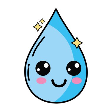 Kawaii şirin mutlu su damla vektör çizim